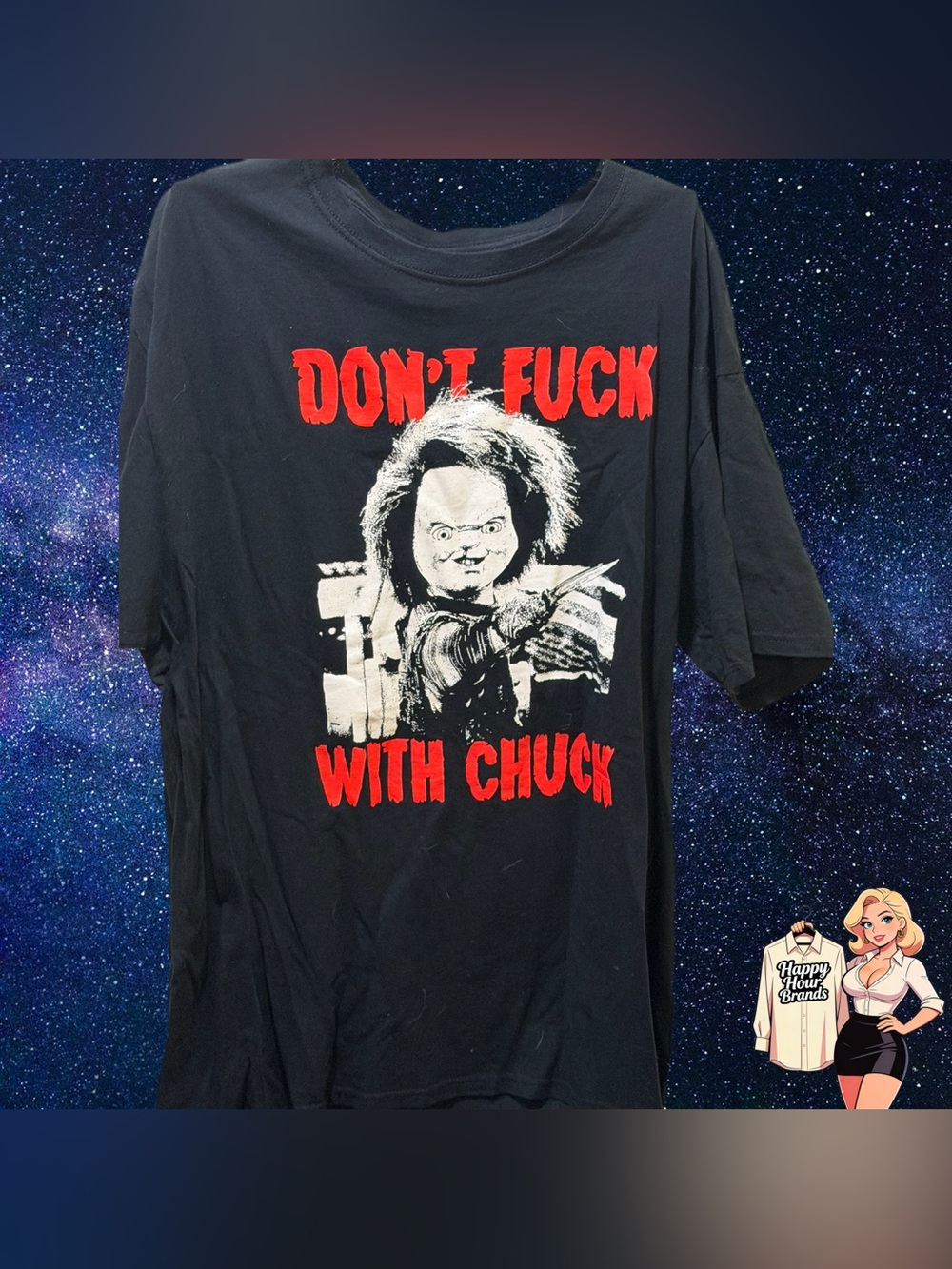 Chucky Horror Movie T Shirt Adult Size Large Scary Knife Dont F*$& with Chuck